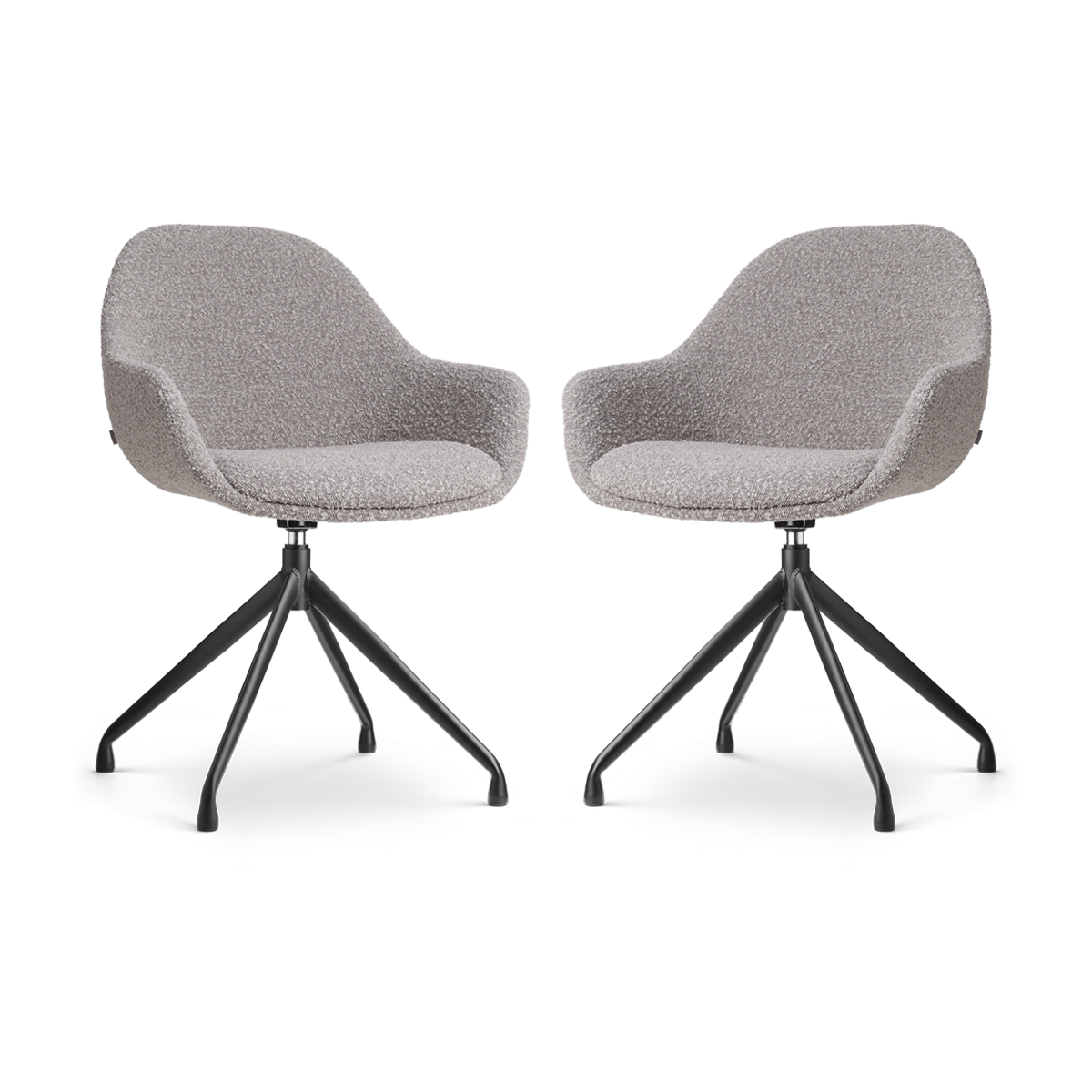 Nola-Mae draaibare eetkamerstoel bouclé taupe - zwart onderstel - set van 2