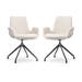 Nola-Eef draaibare eetkamerstoel bouclé beige - zwart onderstel - set van 2