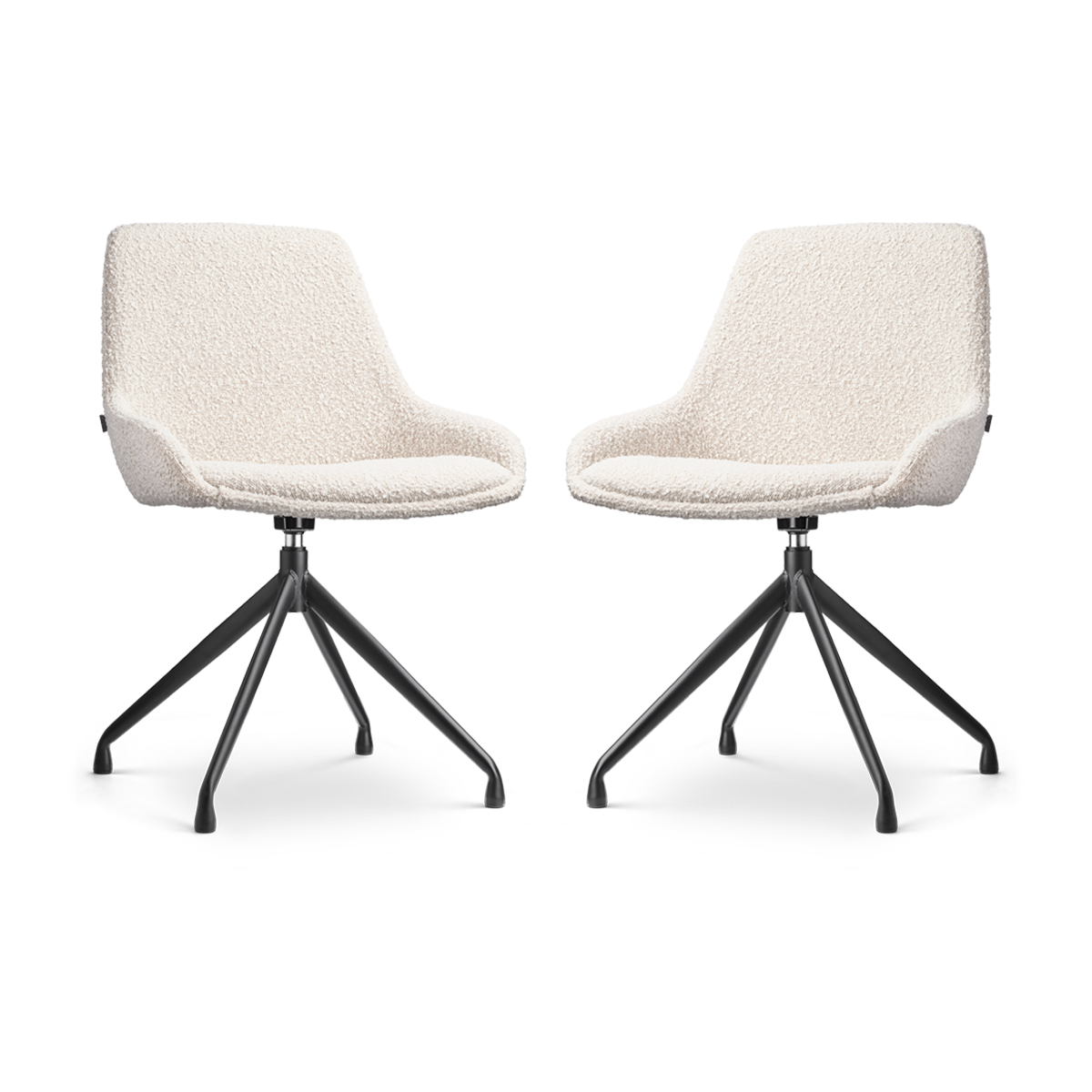 Nola-Isa draaibare eetkamerstoel bouclé beige - zwart onderstel - set van 2