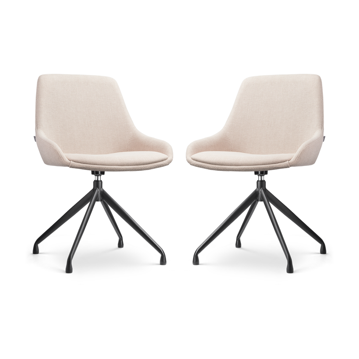 Nola-Isa draaibare eetkamerstoel beige - zwart onderstel - set van 2