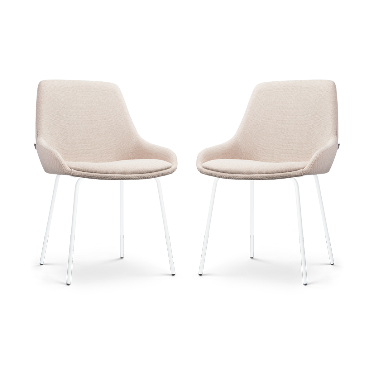 Nora-Isa eetkamerstoel beige - wit onderstel - set van 2