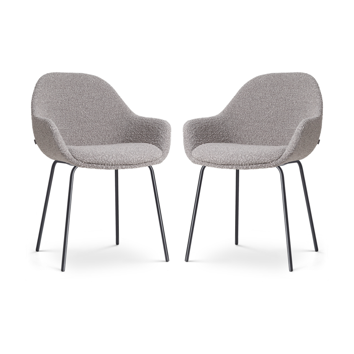 Nora-Mae eetkamerstoel bouclé taupe - zwart onderstel - set van 2