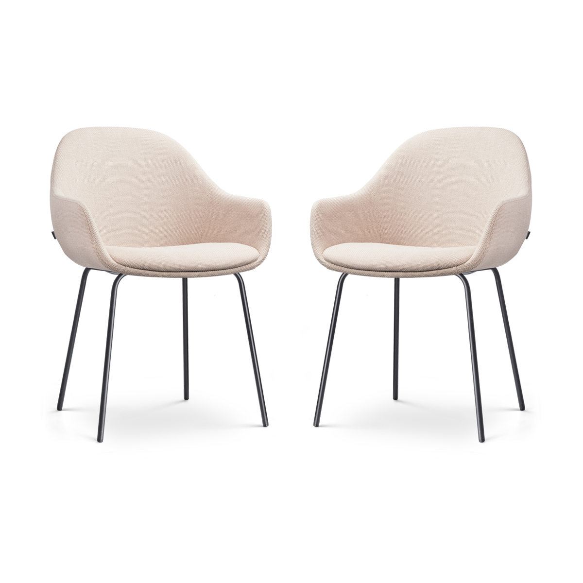 Nora-Mae eetkamerstoel beige - zwart onderstel - set van 2