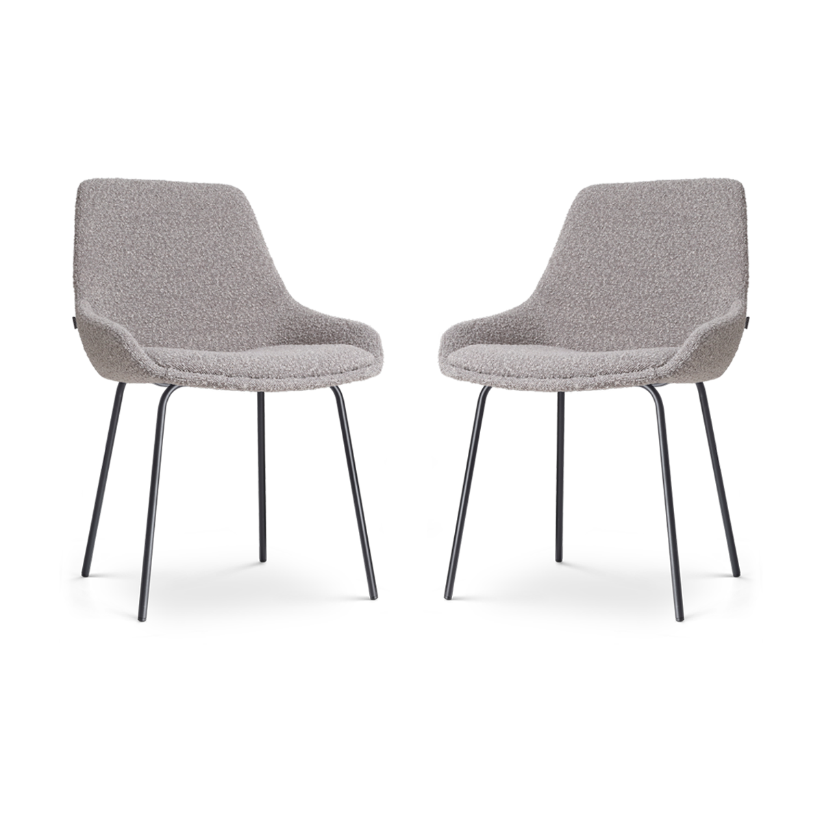 Nora-Isa eetkamerstoel bouclé taupe - zwart onderstel - set van 2