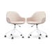 Nout-Mae bureaustoel beige - wit onderstel - set van 2