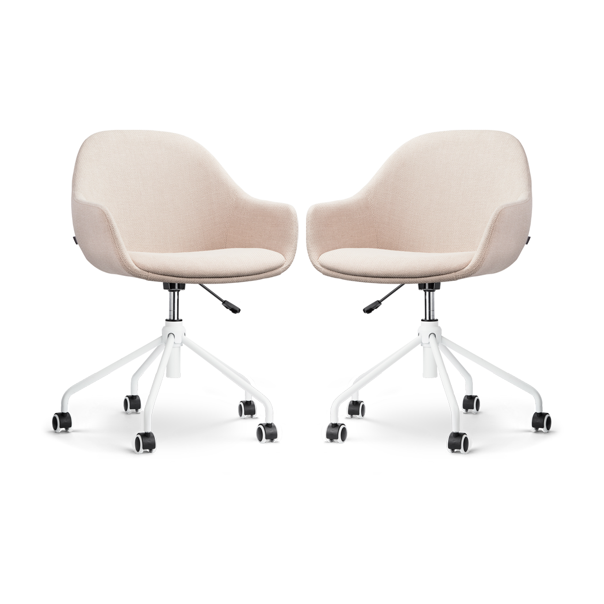 Nout-Mae bureaustoel beige - wit onderstel - set van 2