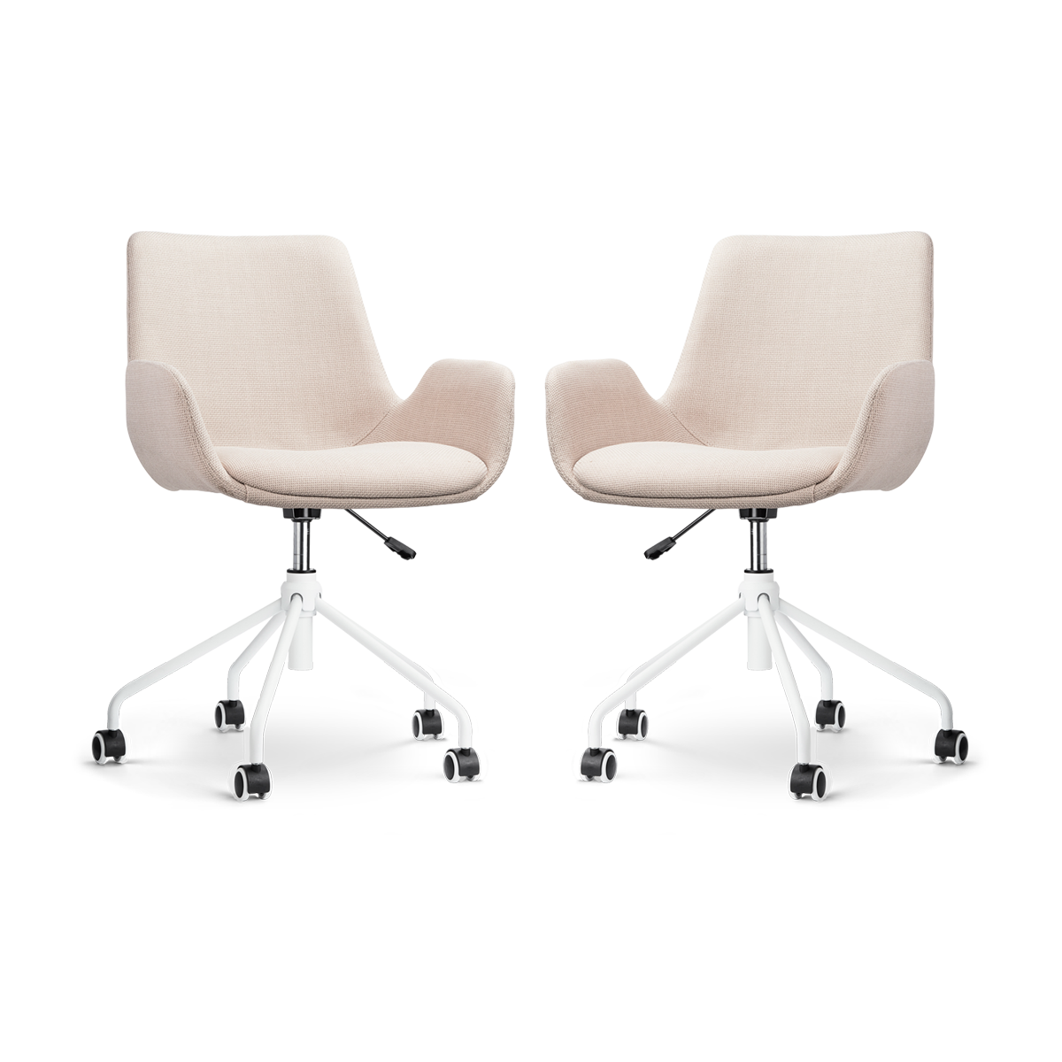 Nout-Eef bureaustoel beige - wit onderstel - set van 2