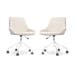 Nout-Isa bureaustoel bouclé beige - wit onderstel - set van 2