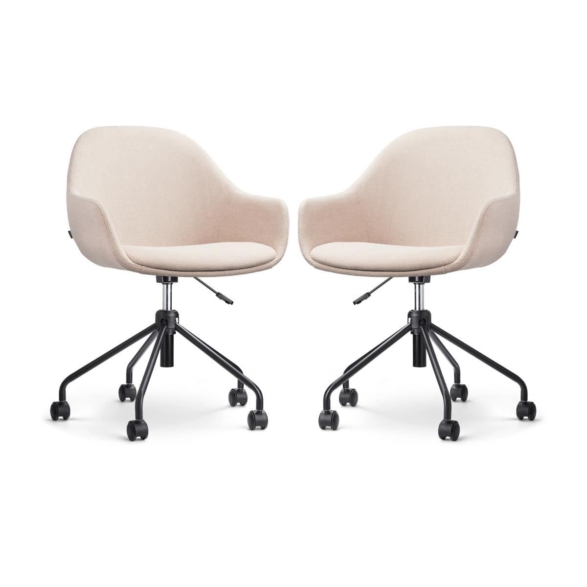 Nout-Mae bureaustoel beige - zwart onderstel - set van 2