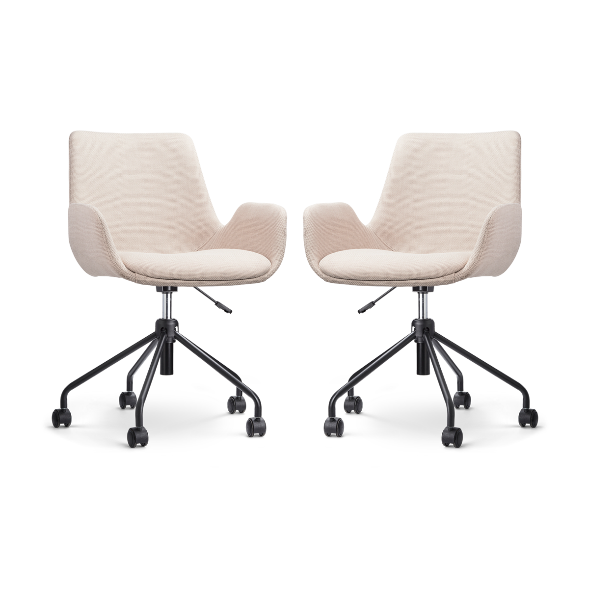 Nout-Eef bureaustoel beige - zwart onderstel - set van 2