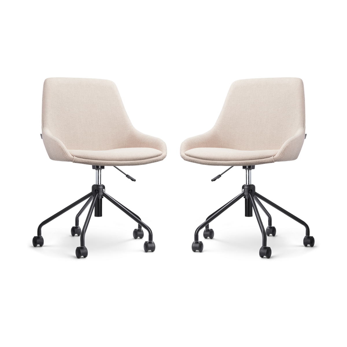 Nout-Isa bureaustoel beige - zwart onderstel - set van 2