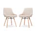 Nena-Isa eetkamerstoel beige - houten onderstel - set van 2