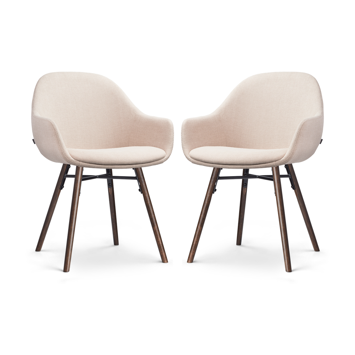 Nena-Mae eetkamerstoel beige - walnoot houten onderstel - set van 2