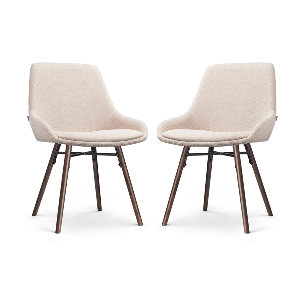 Nena-Isa eetkamerstoel beige - walnoot houten onderstel - set van 2