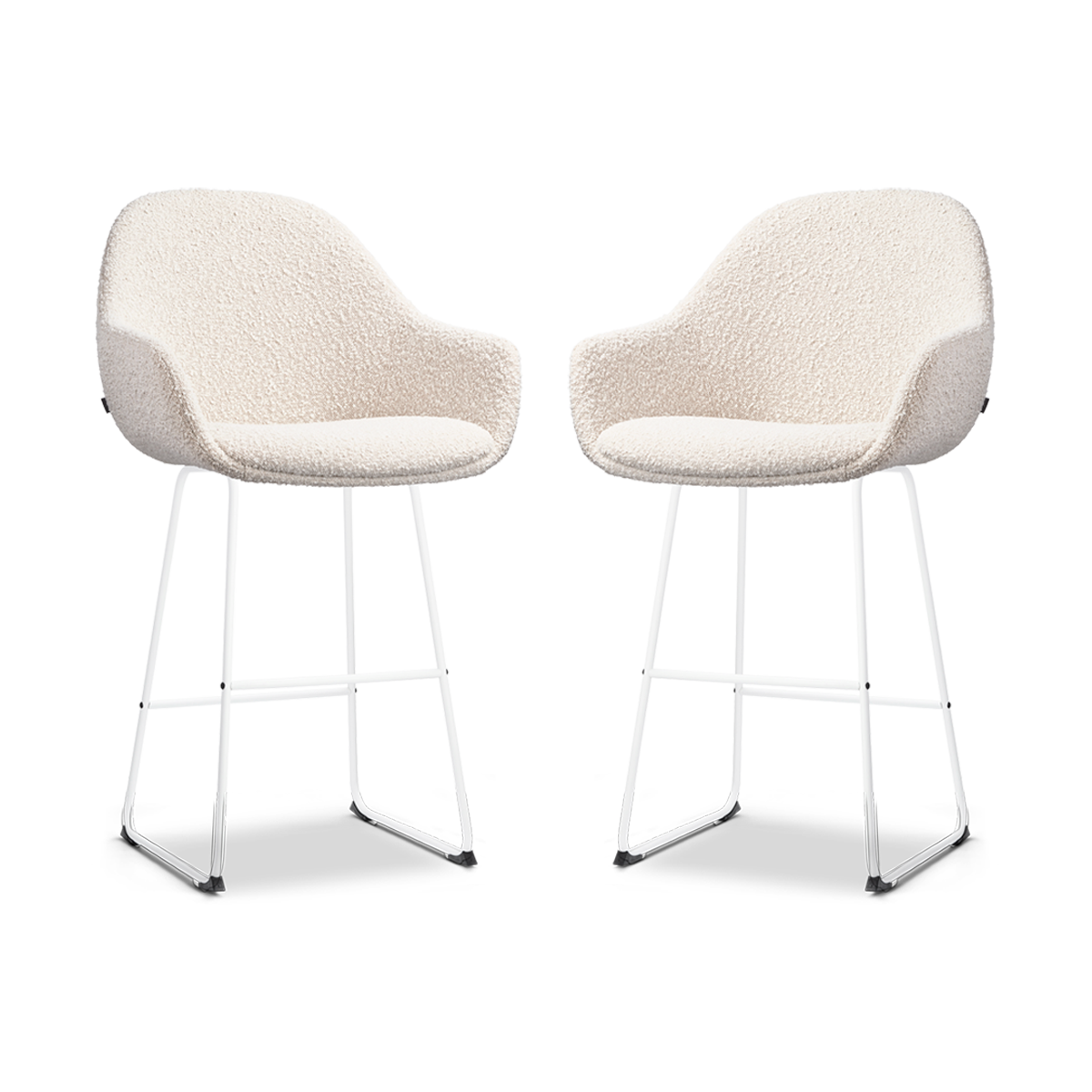 Nino-Mae barkruk bouclé beige - wit onderstel - 65 cm - set van 2
