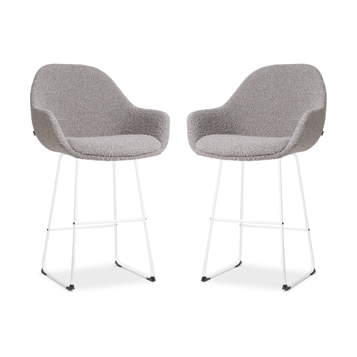 Nino-Mae barkruk bouclé taupe - wit onderstel - 65 cm - set van 2