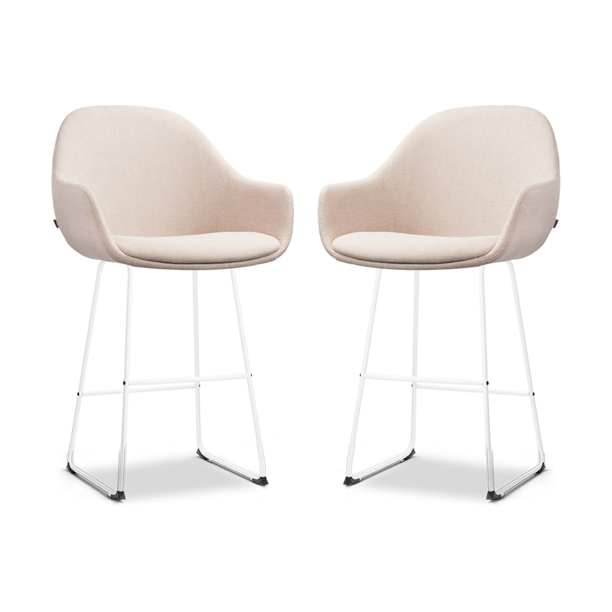 Nino-Mae barkruk beige - wit onderstel - 65 cm - set van 2