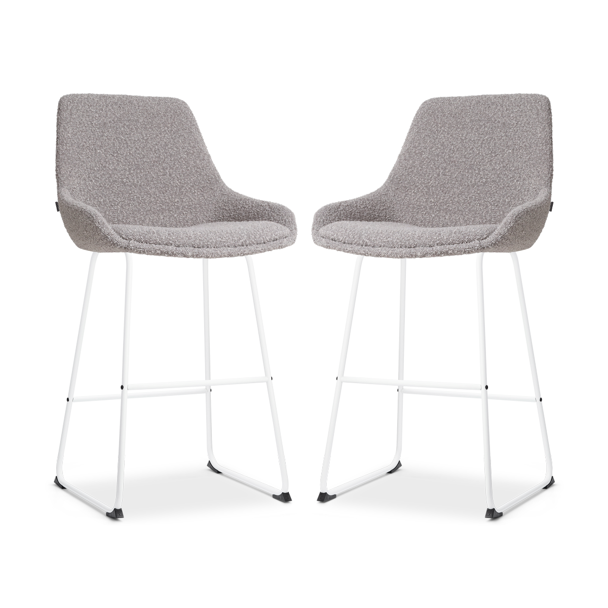 Nino-Isa barkruk bouclé taupe - wit onderstel - 65 cm - set van 2