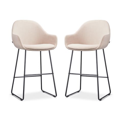 Nino-Mae barkruk beige - zwart onderstel - 65 cm - set van 2