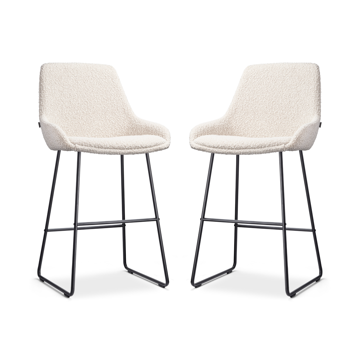Nino-Isa barkruk bouclé beige - zwart onderstel - 65 cm - set van 2