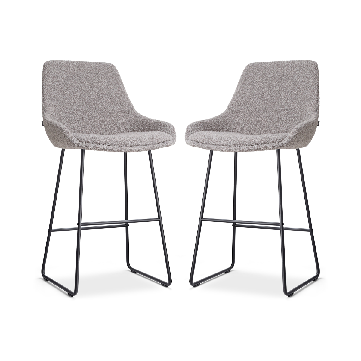 Nino-Isa barkruk bouclé taupe - zwart onderstel - 65 cm - set van 2