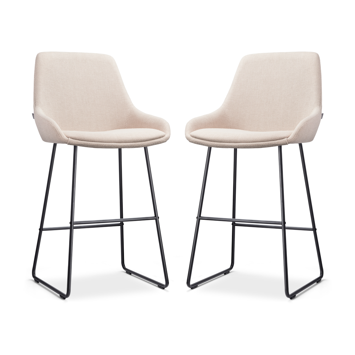Nino-Isa barkruk beige - zwart onderstel - 65 cm - set van 2