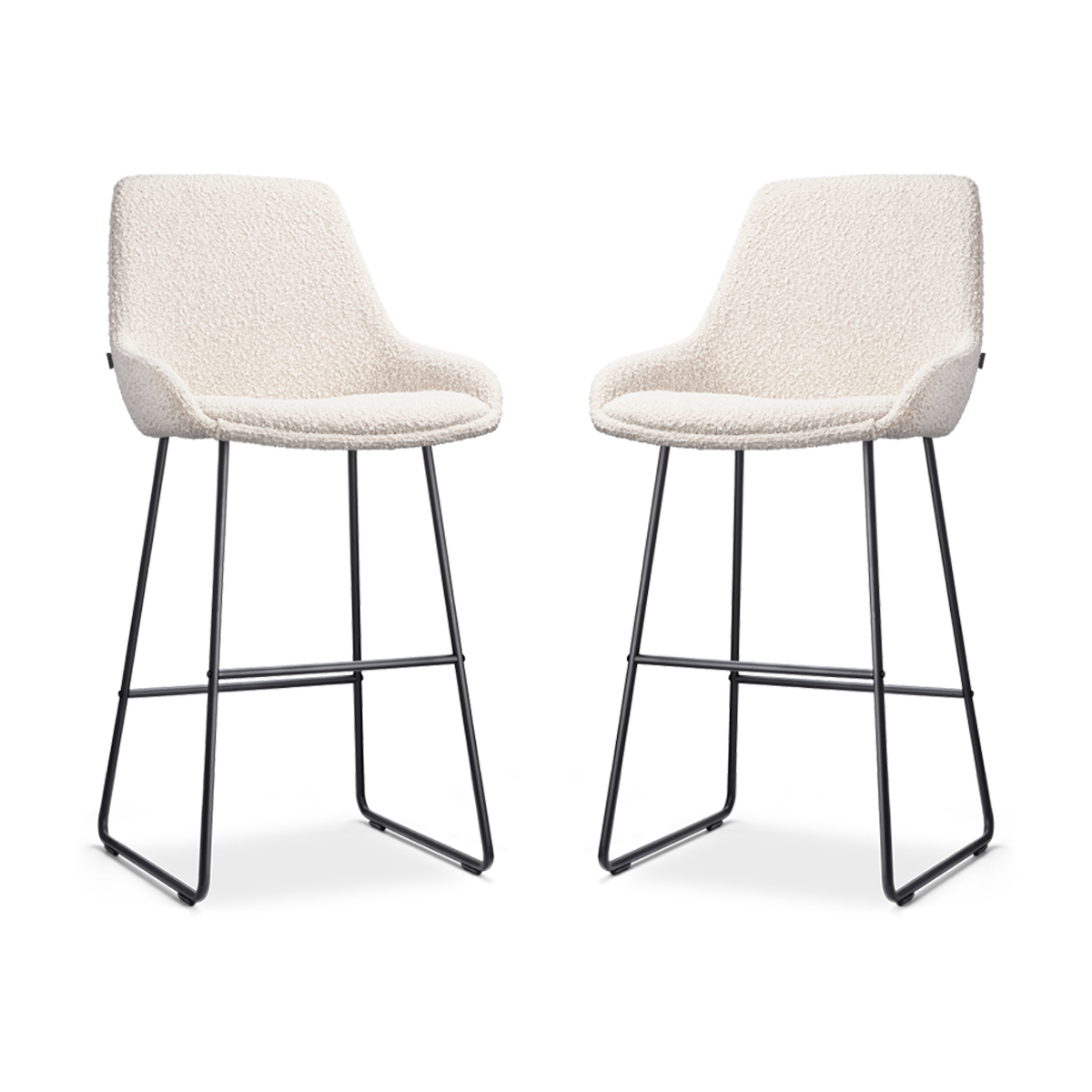 Nino-Isa barkruk bouclé beige - zwart onderstel - 75 cm - set van 2
