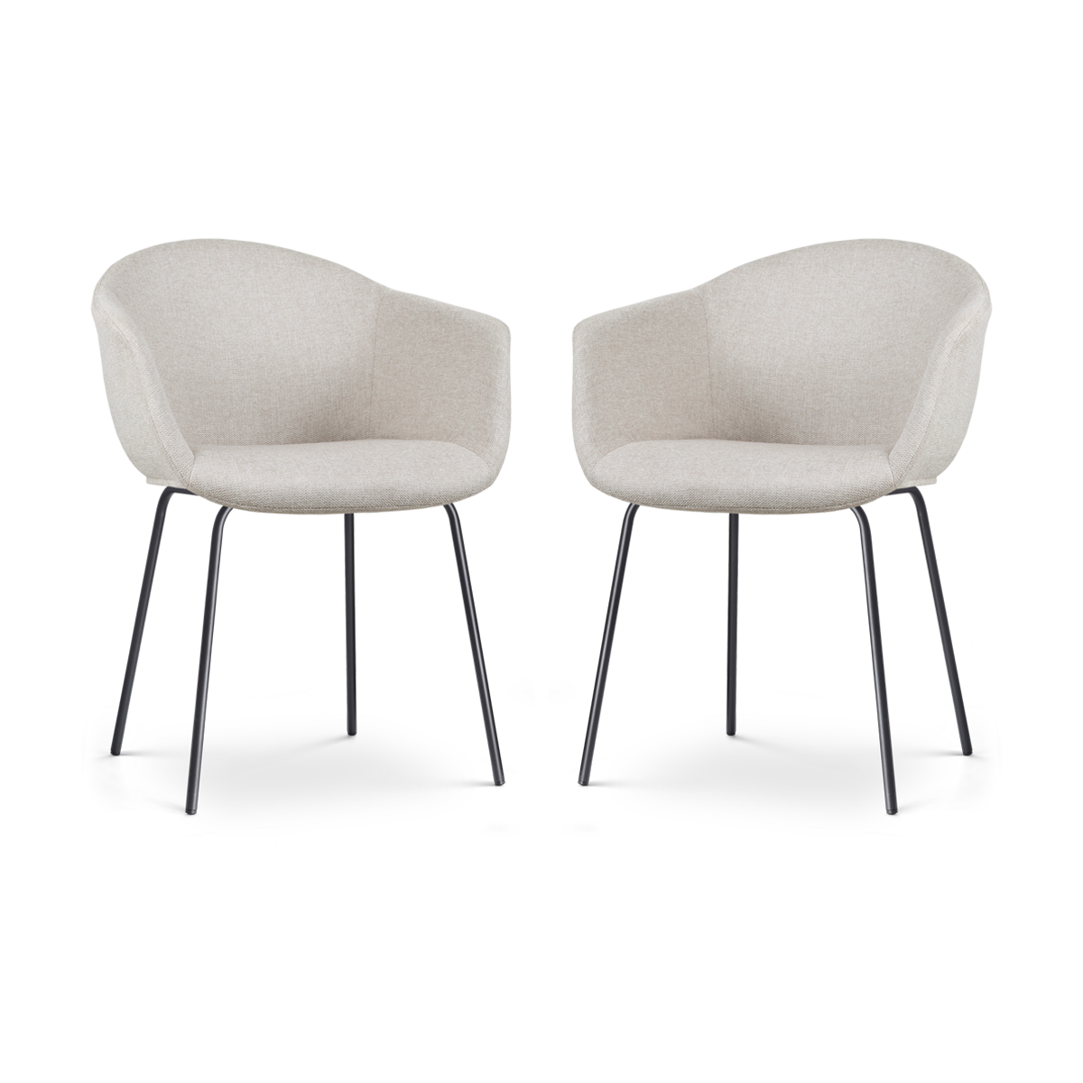 Nora-Otis eetkamerstoel beige - zwart onderstel - set van 2