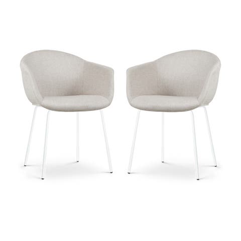 Nora-Otis eetkamerstoel beige - wit onderstel - set van 2