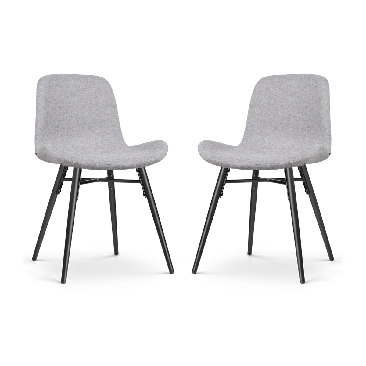 Nova-Fé eetkamerstoel lichtgrijs - zwart onderstel - set van 2