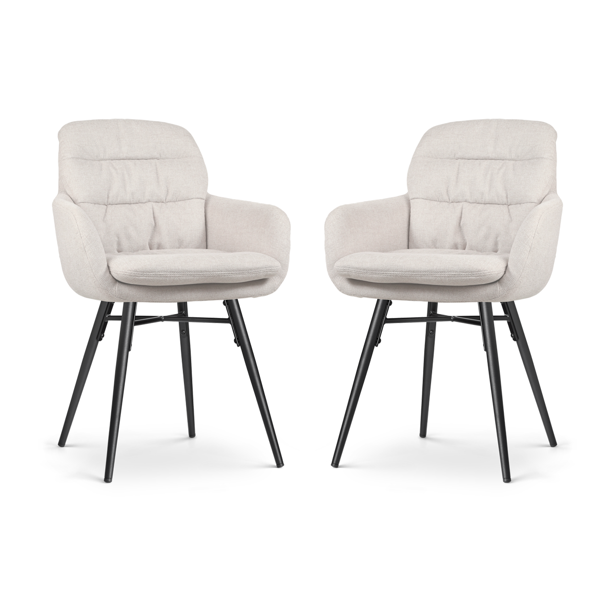 Nova-Mia eetkamerstoel beige - zwart onderstel - set van 2