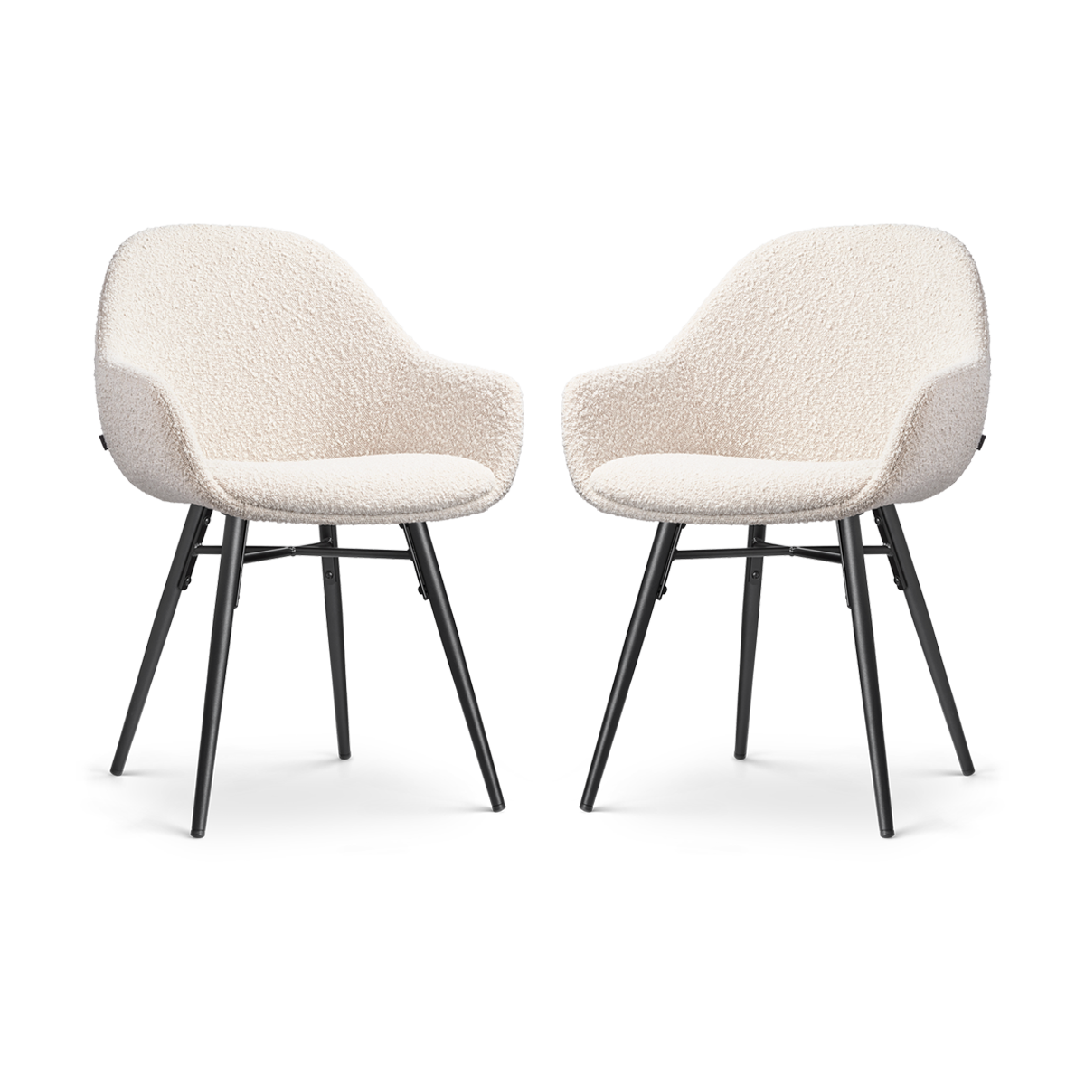 Nova-Mae eetkamerstoel bouclé beige - zwart onderstel - set van 2