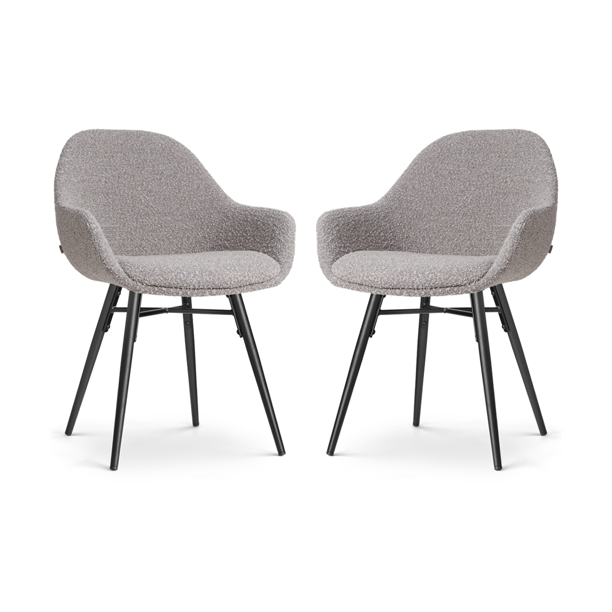 Nova-Mae eetkamerstoel bouclé taupe - zwart onderstel - set van 2