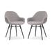 Nova-Mae eetkamerstoel bouclé taupe - zwart onderstel - set van 2
