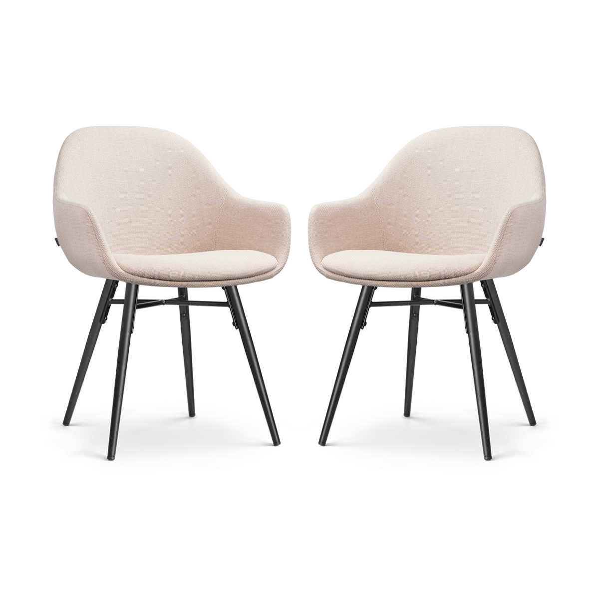 Nova-Mae eetkamerstoel beige - zwart onderstel - set van 2