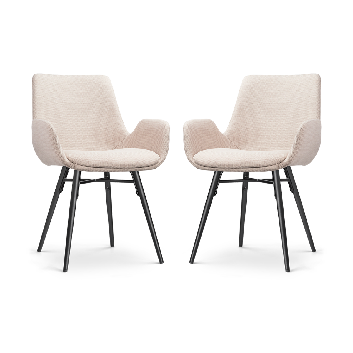 Nova-Eef eetkamerstoel beige - zwart onderstel - set van 2
