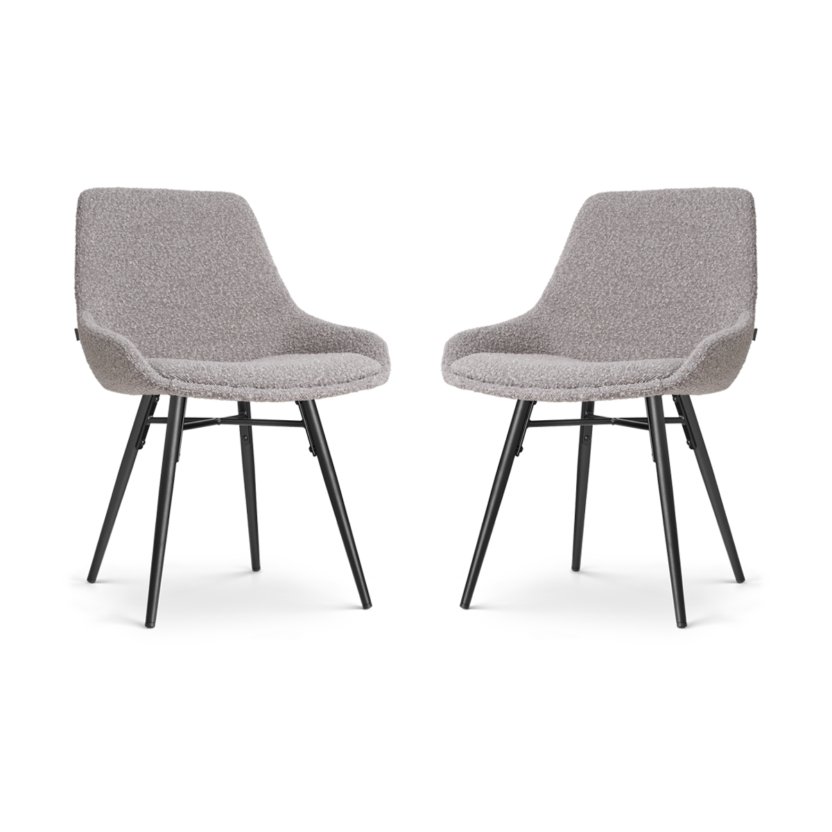 Nova-Isa eetkamerstoel bouclé taupe - zwart onderstel - set van 2