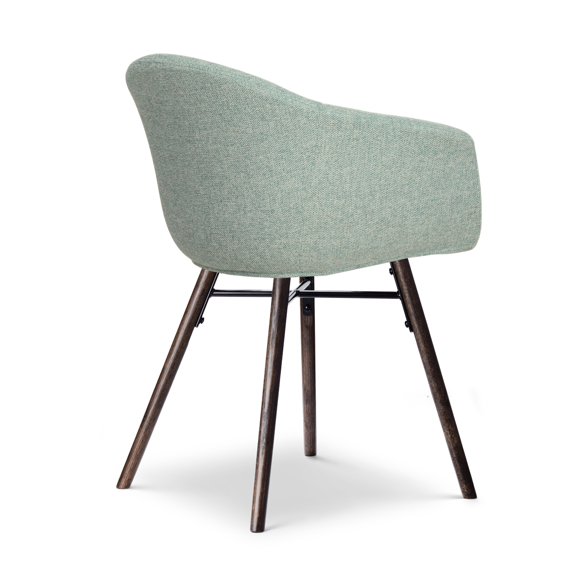 maatvoering van de Nena-Otis eetkamerstoel zacht groen - walnoot houten onderstel - set van 2