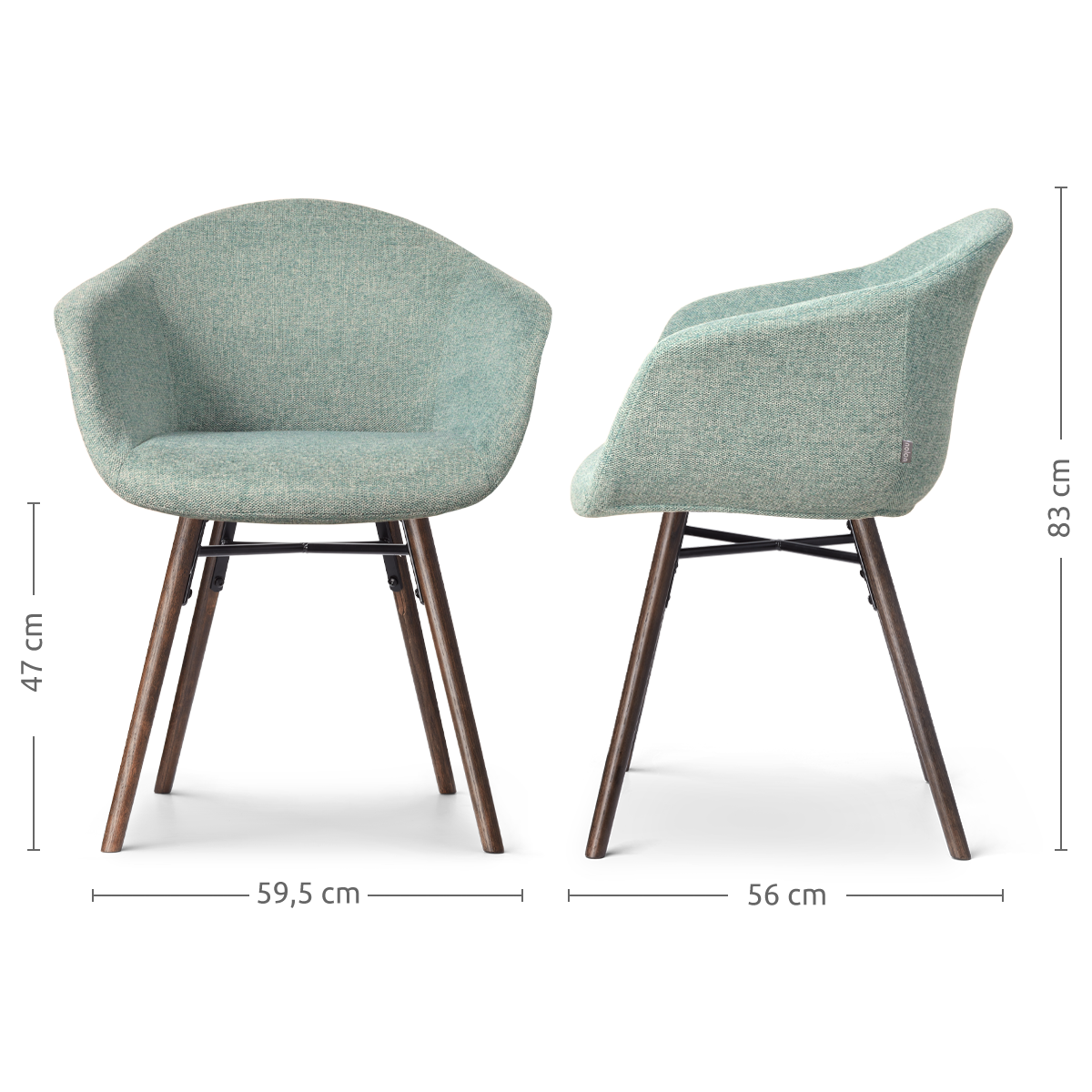 luxe eetkamerstoel zacht groen - walnoot houten onderstel - set van 2 - Nena-Otis