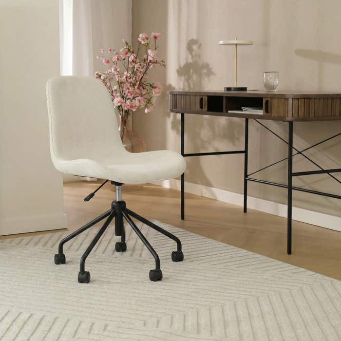 Nout-Fé bureaustoel rib beige - zwart onderstel - burostoel - verstelbaar - japandi - comfortabel - modern