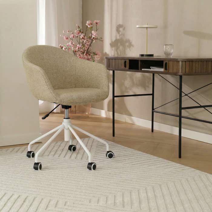 Nout-Otis bureaustoel taupe melange - wit onderstel - comfortabel - burostoel - japandi - modern - verstelbaar