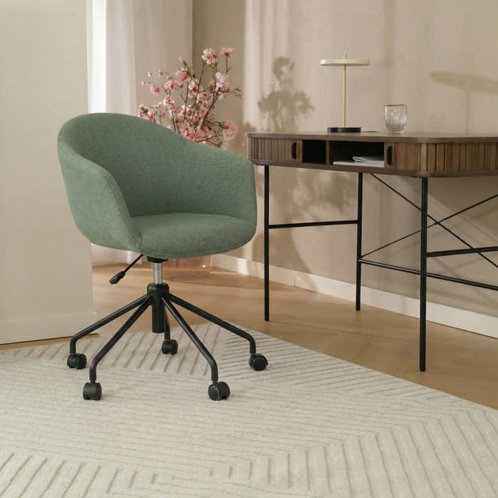 Nout-Otis bureaustoel saliegroen - zwart onderstel - burostoel - verstelbaar - comfortabel - gestoffeerd - japandi