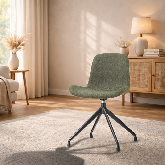 Nola-Otis draaibare eetkamerstoel forestgroen - zwart onderstel - comfortabel - vergaderstoel - armleuningen