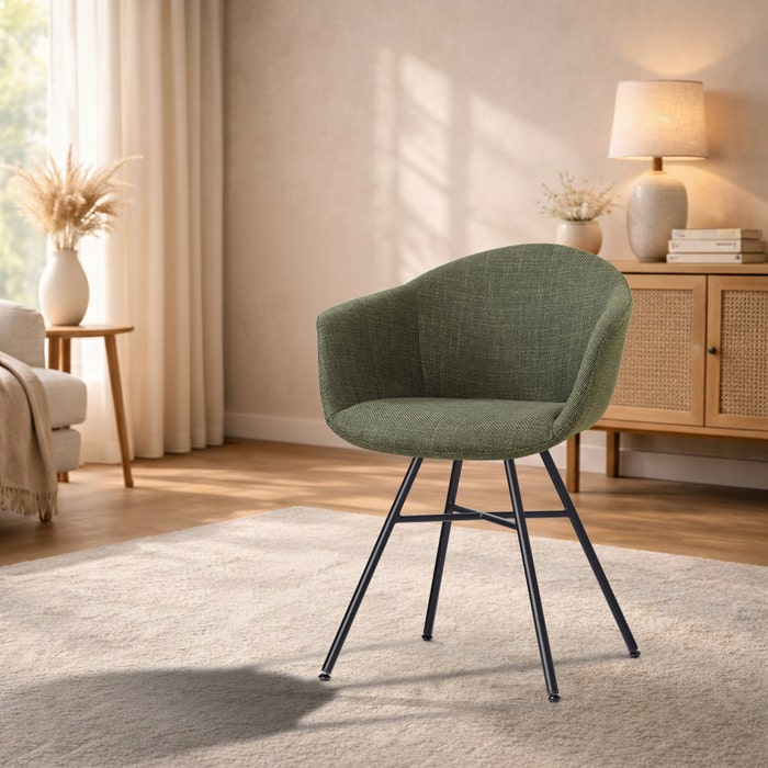 Noa-Otis eetkamerstoel forestgroen - zwart onderstel - tijdloos - scandinavisch - gestoffeerd  - comfortabel