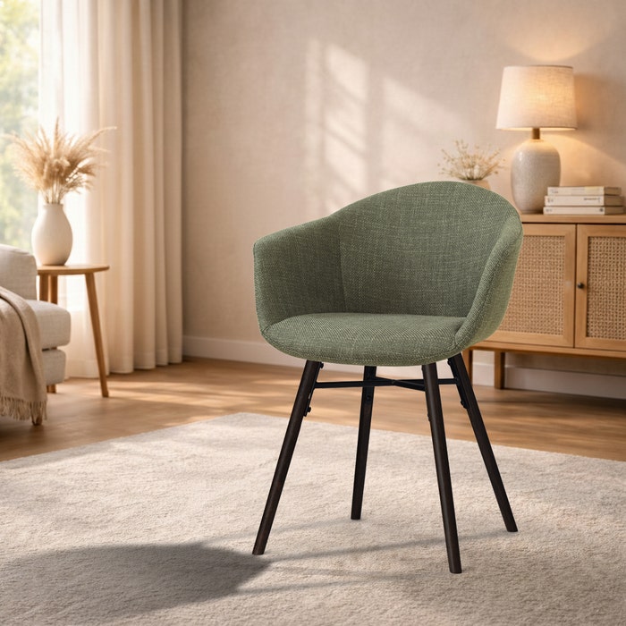 Nena-Otis eetkamerstoel forestgroen - zwart houten onderstel - tijdloos -scandinavisch  - comfortabel - gestoffeerd