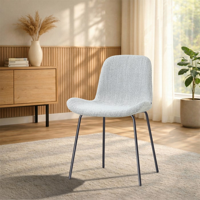 Nora-Fé eetkamerstoel grijs melange - zwart onderstel - scandinavisch - gestoffeerd - comfortabel - metalen onderstel