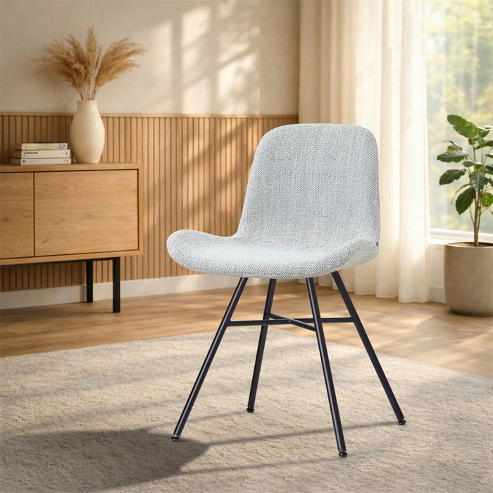 Noa-Fé eetkamerstoel grijs melange - zwart onderstel - comfortabel  - gestoffeerd - japandi - scandinavisch - armleuningen