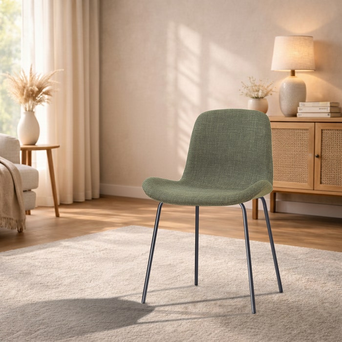 Nora-Fé eetkamerstoel forestgroen - zwart onderstel -  rugleuning - gestoffeerd - vergaderstoel - modern - comfortabel