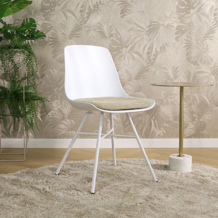 Noa-Liv eetkamerstoel wit met nougatbruin zitkussen - wit onderstel - kunststof - comfortabel - scandinavisch -modern