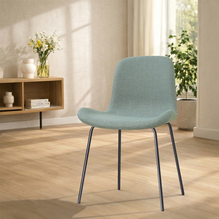 Nora-Fé eetkamerstoel saliegroen - zwart onderstel - comfortabel - gestoffeerd -  modern